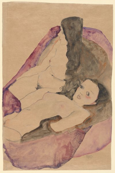 To liggende nakenbilder, 1911. av Egon Schiele
