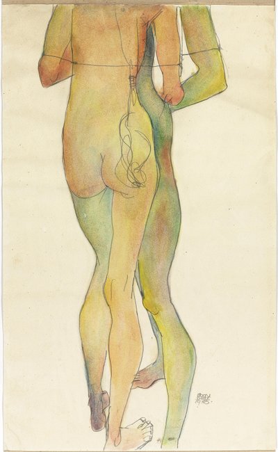 To stående nakenbilder av Egon Schiele