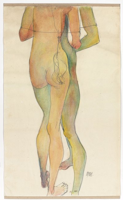 To stående nakenbilder, 1913 av Egon Schiele