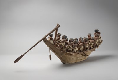 Modellbegravelsesbåt, fra Beni Hasan, sannsynligvis Middle Kingdom, ca. 2060-1786 (blandet media) av Egyptian