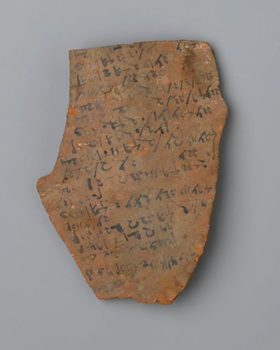 Ostrakon liste over tider med belysning, muligens fra Elephantine (terrakotta) av Egyptian