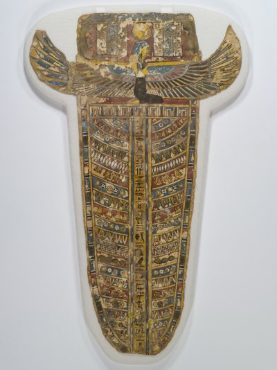 Malt mumiebelegg (forkle), 305-30 f.Kr. (lin, gesso, maling og forgylling) av Egyptian