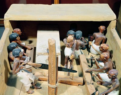 Begravelsesmodell av et snekkerverksted, fra graven til Meketre, Valley of the Nobles, Middle Kingdom, ca. 2000 f.Kr. (malt tre) av Egyptian 11th Dynasty