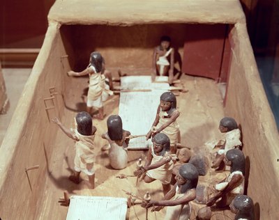 Begravelsesmodell av et tekstilverksted, fra graven til Meketre, Valley of the Nobles, Middle Kingdom, ca. 2000 f.Kr. (malt tre) av Egyptian 11th Dynasty