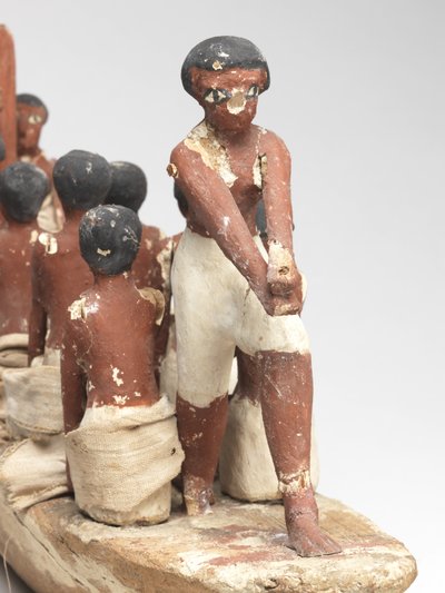Modellseilbåt fra Tomb of Khety (Beni Hasan) Middle Kingdom, ca. 2010 f.Kr. - 1950 f.Kr. (malt tre og lin) av Egyptian 12th Dynasty
