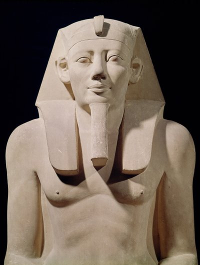 Sittende statue av Sesostris I (1971–28 f.Kr.), opprinnelig fra Mortuary Temple of Sesostris I ved al-Lisht (kalkstein) (detalj) av Egyptian 12th Dynasty