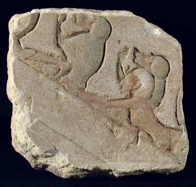 Amenophis IV (Akhenaten) med bavianer, New Kingdom (malt stein) av Egyptian 18th Dynasty