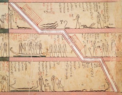 Nedstigning av sarkofagen inn i graven, fra Tomb of Tuthmosis III (ca. 1504-1450 f.Kr.) New Kingdom (veggmaleri) av Egyptian 18th Dynasty
