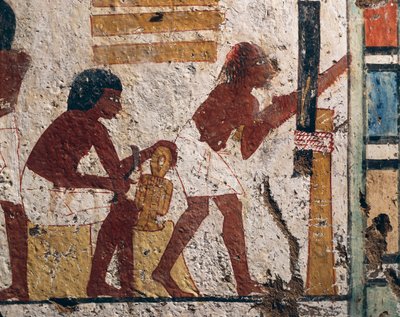 Egypt, Luxor, Vest-Theben, Adelsdalen. Graven til Nenamon og Ipuki. Freske som viser snekkere på jobb. (New Kingdom, Dynasti XVIII) av Egyptian 18th Dynasty