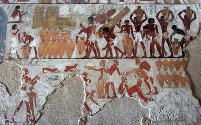 Egyptisk antikvitet: maleri som dekorerer graven til Rekhmire (TT100), visir fra det 18. dynastiet av Egyptian 18th Dynasty