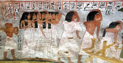 Egyptisk antikvitet: prosesjon av gråt. Maleri av graven til Roy av Egyptian 18th Dynasty