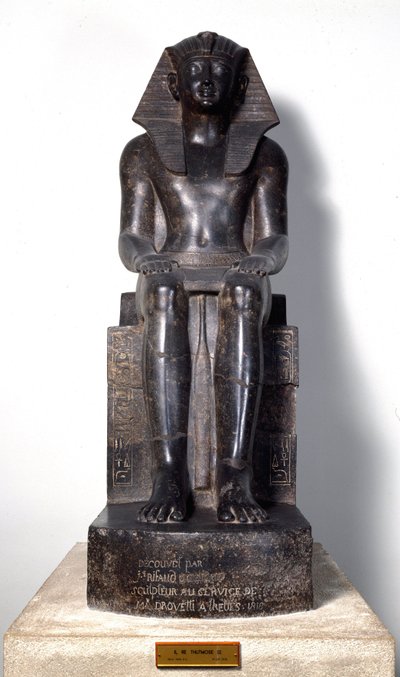 Egyptisk antikvitet: skulptur av basanitt som representerer Thutmosis (Tuthmosis eller Thutmus) III (cirka 1504-1450 f.Kr.), egyptisk farao. 18. dynasti. Fra Theben. Torino, egyptisk museum av Egyptian 18th Dynasty