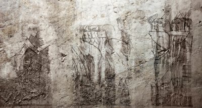Egyptisk antikvitet: uferdige tegninger som dekorerer graven til visiren Ramose (18. dynasti). Luxor, Vestbredden, graven til adelige Egypt av Egyptian 18th Dynasty