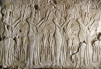 Egyptisk antikvitet: unge jenter gir offer. Kheruefs grav (TT 192) (18. dynasti av Egyptian 18th Dynasty