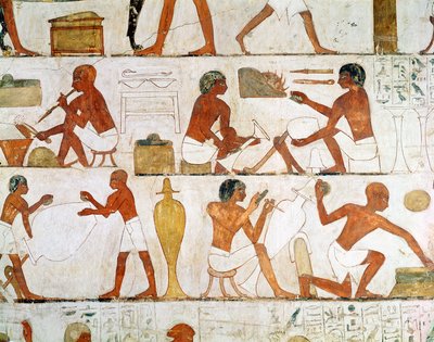 Gravering og polering av vaser i gull og sølv, fra graven til Rekhmire av Egyptian 18th Dynasty