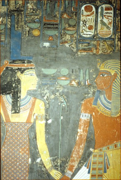 Horemheb og Isis, fra Horemhebs grav (ca. 1323-1295 f.Kr.) New Kingdom (veggmaleri) av Egyptian 18th Dynasty