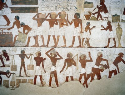 Pottemakere og arbeidere, detaljer fra freskene i graven til Rekhmire, Sheikh Abd el Qurnah Necropolis, Luxor, Theben (Unescos verdensarvliste av Egyptian 18th Dynasty