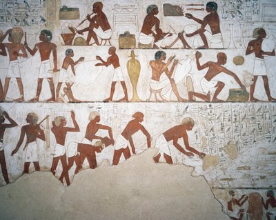 Pottemakere og arbeidere, freskomaleri, kapell, Rekhmires grav (TT100), Sheikh Abd el-Qurna, Theben (Unescos verdensarvliste av Egyptian 18th Dynasty