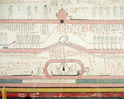 Scene fra Book of Amduat som viser reisen til underverdenen, New Kingdom (veggmaleri) av Egyptian 18th Dynasty