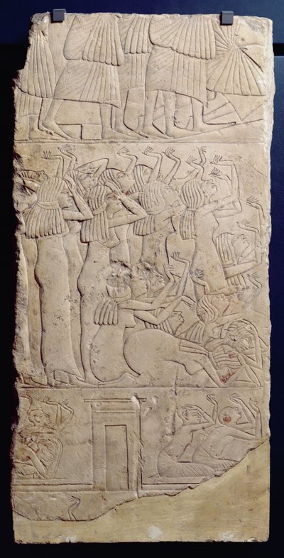 Klagescene under en begravelse, fra Sakkara, New Kingdom, ca. 1330 f.Kr. (kalkstein) av Egyptian 18th Dynasty