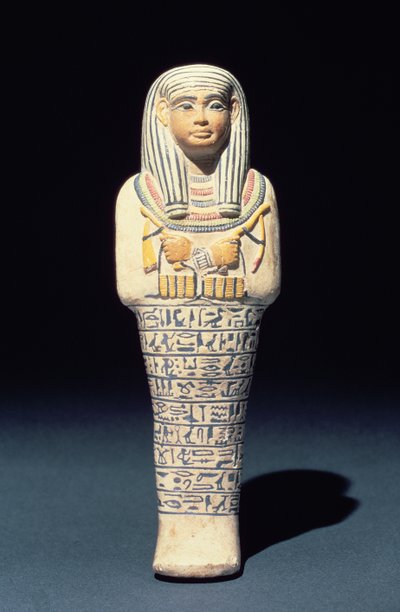 Shabti of Sati, muligens fra Saqqara, New Kingdom) (polykrom fajanse) av Egyptian 18th Dynasty