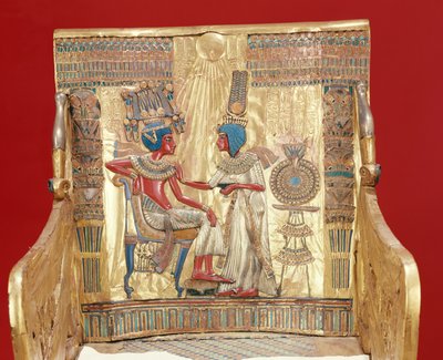 Trone, fra Tutankhamons grav (ca. 1370-1352 f.Kr.) Nytt rike (gull) av Egyptian 18th Dynasty