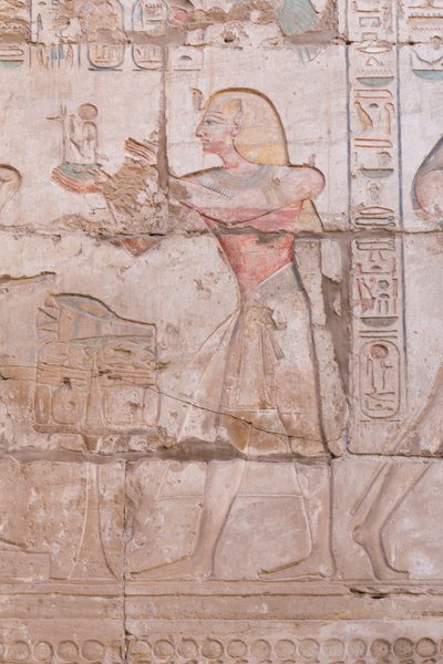 Veggrelieffer, stor hypostilhall, Karnak tempelkompleks, Luxor, Egypt av Egyptian 18th Dynasty