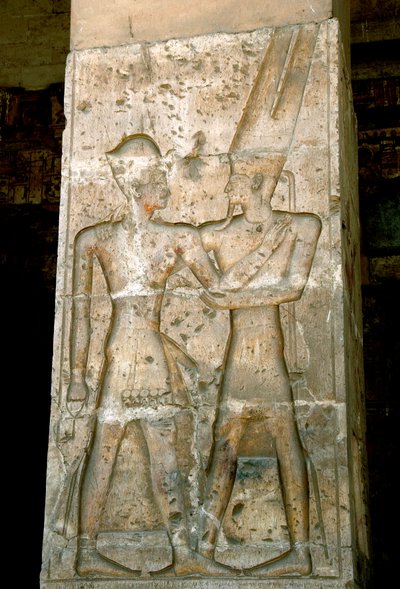 Gammel egyptisk kunst: Lavt relieff på søylen i templet til Sethi I (Sety eller Seti I av Egyptian 19th Dynasty