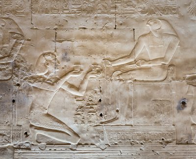 Basrelieff, tempelet til Seti I, Abydos, Egypt av Egyptian 19th Dynasty