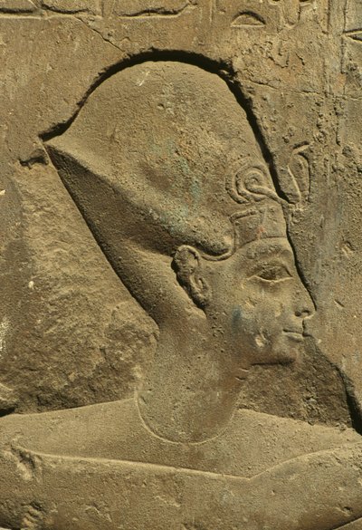 Detalj av et relieff som viser hodet til en farao (stein) av Egyptian 19th Dynasty