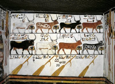 Egypt, Theben, Luxor, Dronningenes dal, Nefertaris grav, vedlegg til forkammer, veggmalerier, Illustrert dødebok, kapittel 89 av Egyptian 19th Dynasty