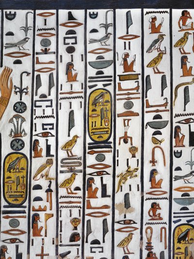 Egypt, Theben, Luxor, Queens Valley, Tomb of Nefertari, veggmaleri i gravkammer fra 19. dynasti av Egyptian 19th Dynasty