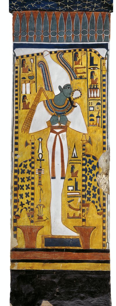Egypt, Theben, Luxor, Queens Valley, Tomb of Nefertari, veggmaleri av Osiris i gravkammer fra 19. dynasti av Egyptian 19th Dynasty