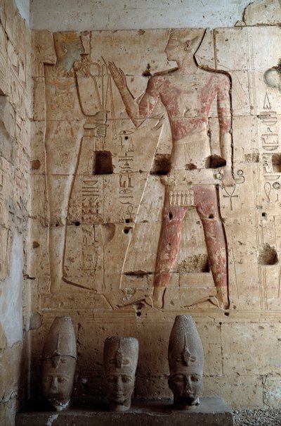 Egyptisk antikvitet: lavt relieff fra tempelet til Sethi I i Abydos. 1318 f.Kr. Egypt av Egyptian 19th Dynasty