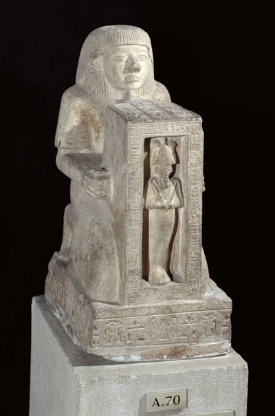 Naophorous statue av den kongelige skriveren, Seti, med Osiris i naos, New Kingdom, ca. 1279-1213 f.Kr. (kalkstein) av Egyptian 19th Dynasty