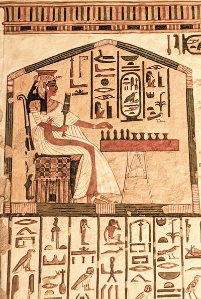 Nefertari spiller senet (veggmaleri) av Egyptian 19th Dynasty