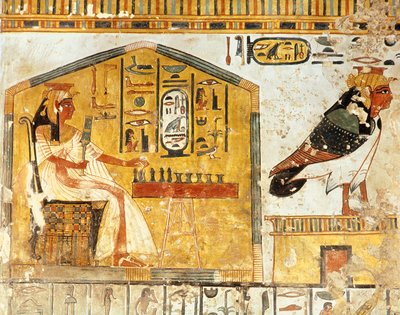 Nefertari spiller senet, detalj av et veggmaleri fra graven til dronning Nefertari, New Kingdom av Egyptian 19th Dynasty