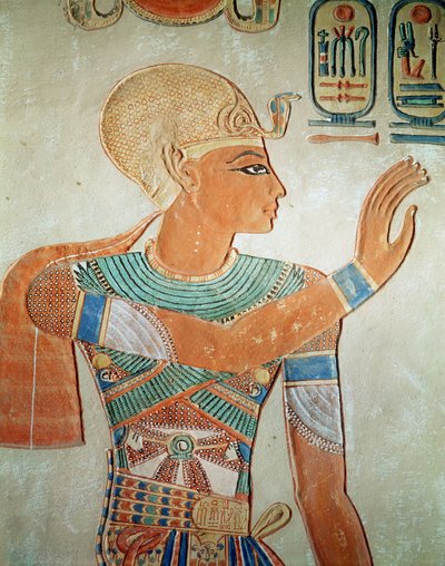 Portrett av Ramesses III (ca. 1184-1153 f.Kr.) fra graven til Amen-Her-Khepshef, New Kingdom (veggmaleri) av Egyptian 19th Dynasty