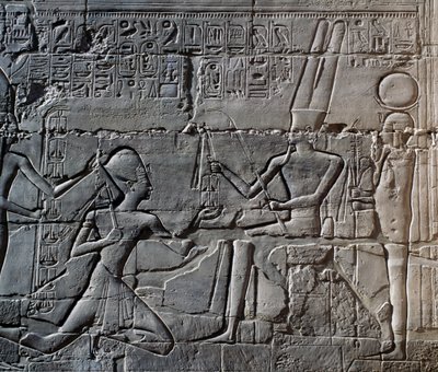 Seti I sine kampanjer i Syria og Palestina, relieff, nord yttervegg av Great Hypostyle Hall, Karnak tempelkompleks (Unescos verdensarvliste av Egyptian 19th Dynasty