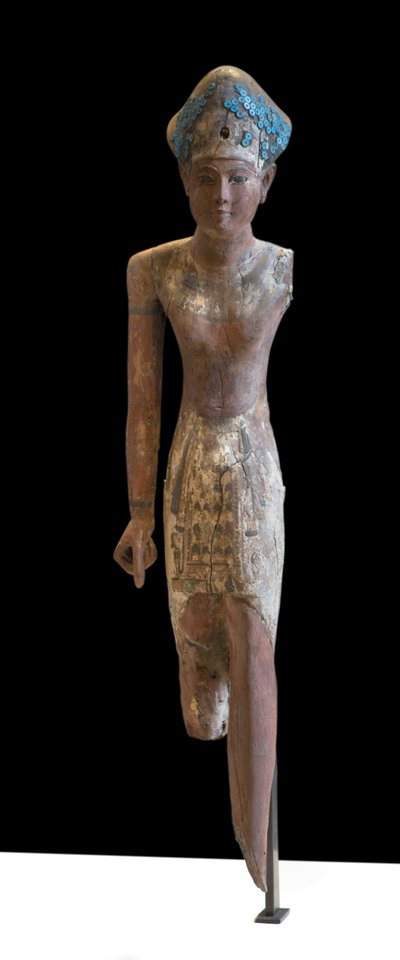 Statue av Sovereign Ramesside hodeplagg av den blå kronen og iført lendeklede foran av Egyptian 19th Dynasty