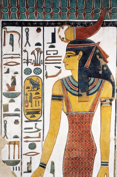 Gudinnen Selkis, freskomaleri, inngang til vestibylen, Nefertaris grav (QV66), Queens Valley, Theben (Unescos verdensarvliste av Egyptian 19th Dynasty