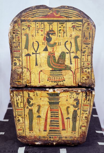 Endevisning av kisten til mumien til Nesyamun, muligens funnet i Deir El-Bahri, New Kingdom, ca. 1100 f.Kr. (malt tre) av Egyptian 20th Dynasty
