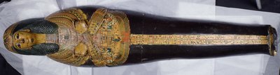 Innerlokk til mumien til Nesyamun, muligens funnet i Deir El-Bahri, New Kingdom, ca. 1100 f.Kr. (malt tre) av Egyptian 20th Dynasty