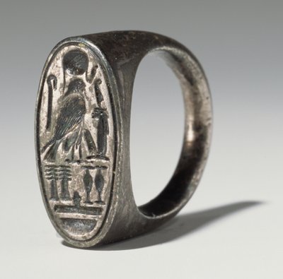 Ring som tilhører Ramesses IV (1153-1147 f.Kr.) New Kingdom (sølv) av Egyptian 20th Dynasty