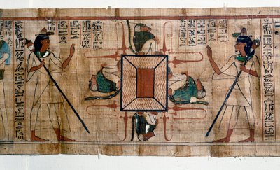 Egyptian Antiquit: Lake of Fire to Hell. Papyrus fra en dødebok. Papyrus fra det 21. dynastiet av Egyptian 21st Dynasty
