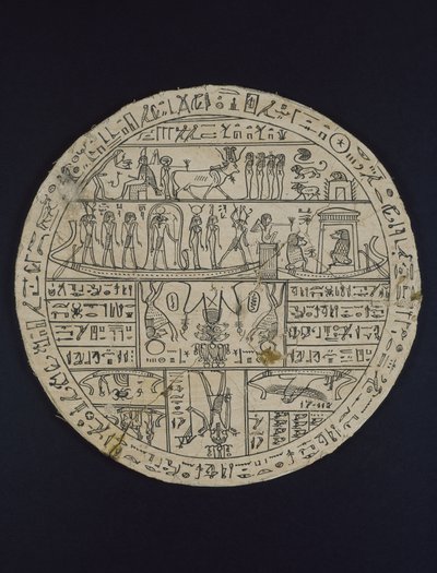 Amuletisk disk (hypocephalus) laget for Tasheritenkhonsu, ca. 664-525 f.Kr. (lin og gips) av Egyptian 26th Dynasty