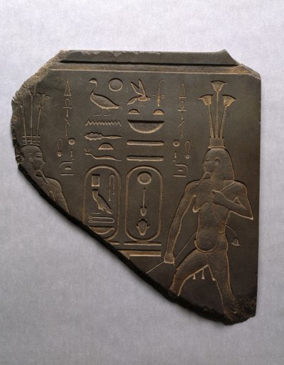 Nilguden Hapi rituelt binder sammen Øvre og nedre Egypt, 663-525 f.Kr. (skiferskifer) av Egyptian 26th Dynasty