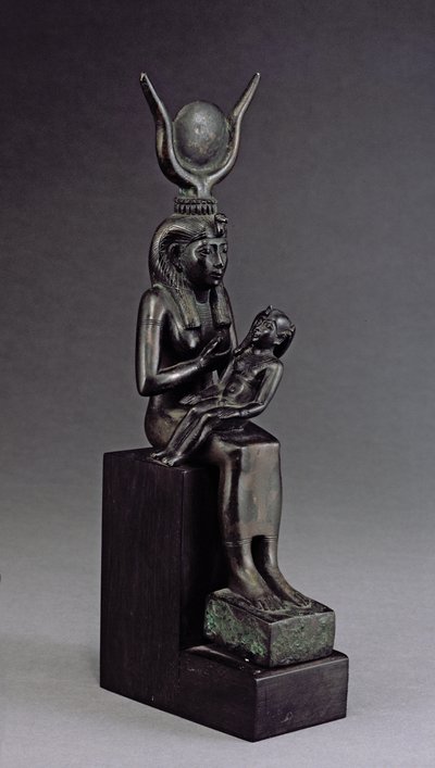 Gudinnen Isis dier spedbarnet Horus, sen periode (bronse) av Egyptian 26th Dynasty