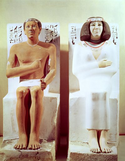Rahotep og hans kone, Nofret, ca. 2620 f.Kr. (malt kalkstein) av Egyptian 4th Dynasty