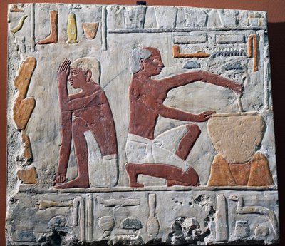 Tilberedning og baking av brød, 2500-2350 f.Kr. (malt kalkstein) av Egyptian 5th Dynasty